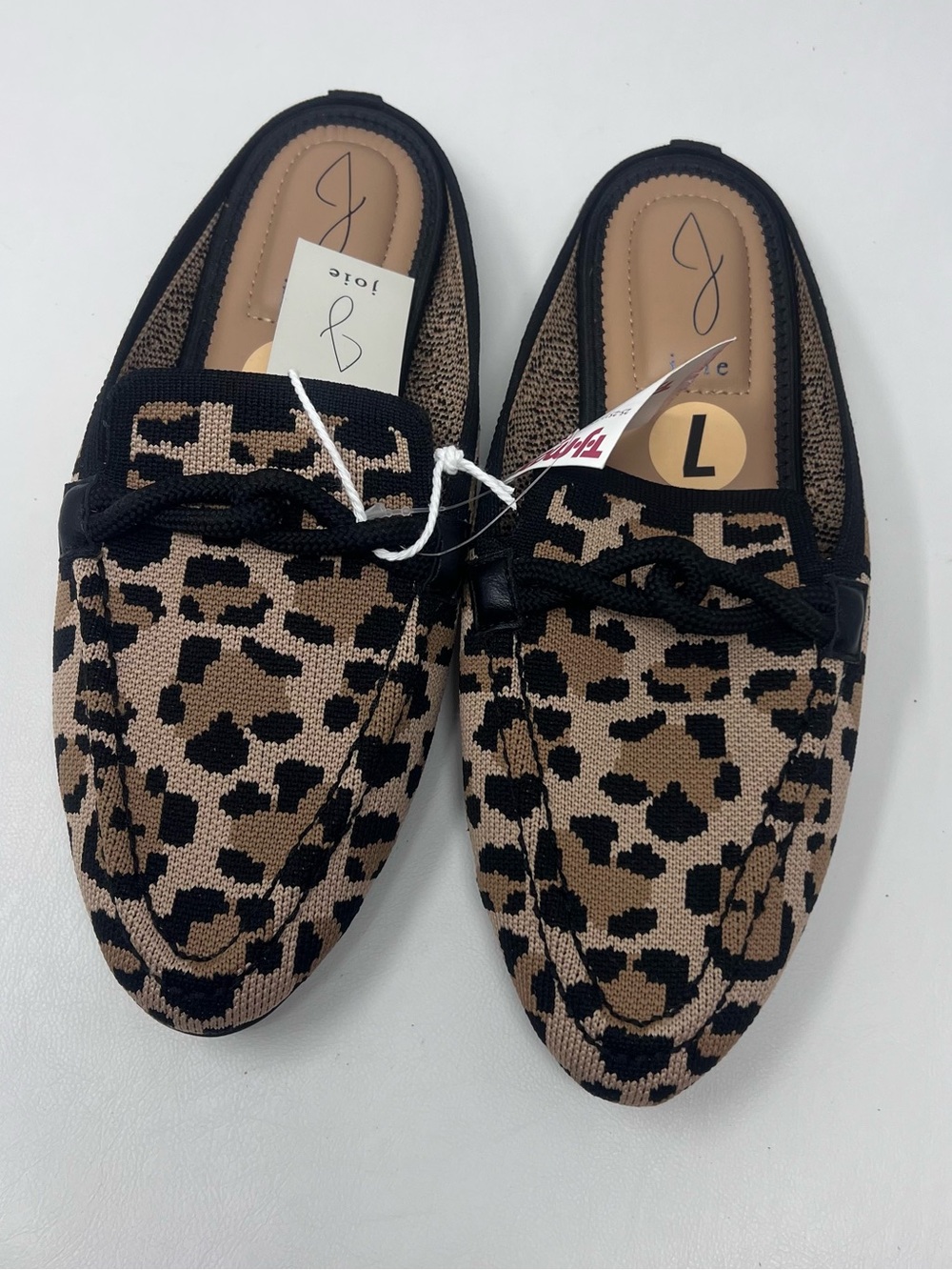 Joie Leopard Knit Loafers in Black and Tan